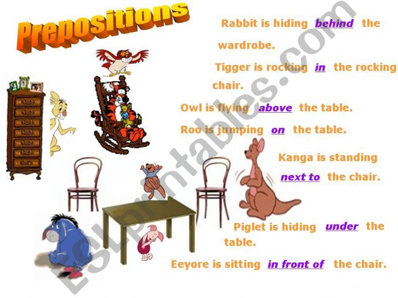 Prepositions Game - Winnie the Pooh characters