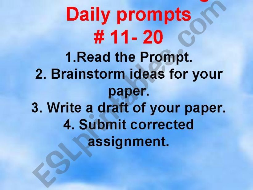 November Writing Prompts # 2  powerpoint