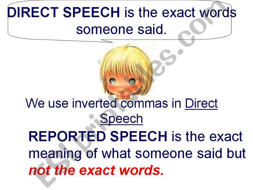REPORTED SPEECH CHANGES powerpoint