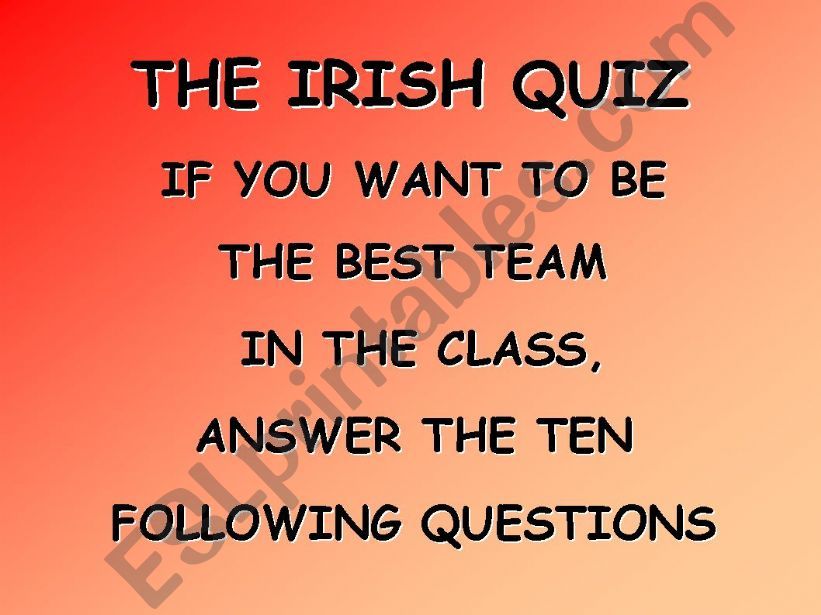 THE IRISH QUIZ powerpoint