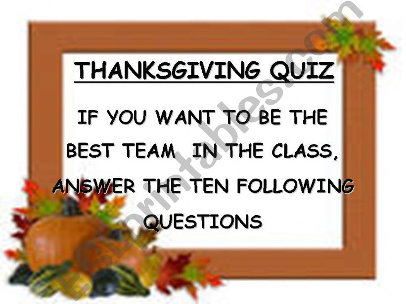 THANKSGIVING QUIZ powerpoint