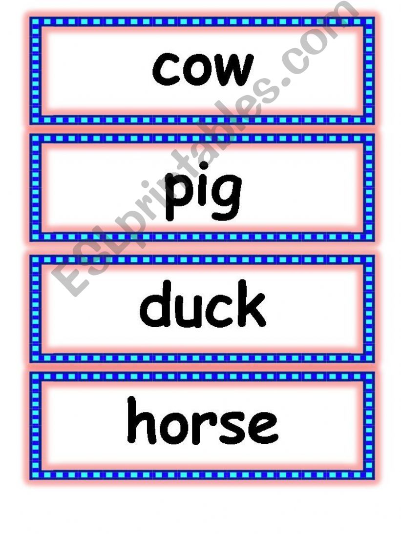 matching flashcards game - FARM ANIMAL SOUNDS FLASHCARDS (4 pages)