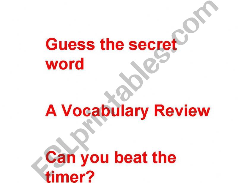 Vocabulary Game Lots of fun (this is fantastic)