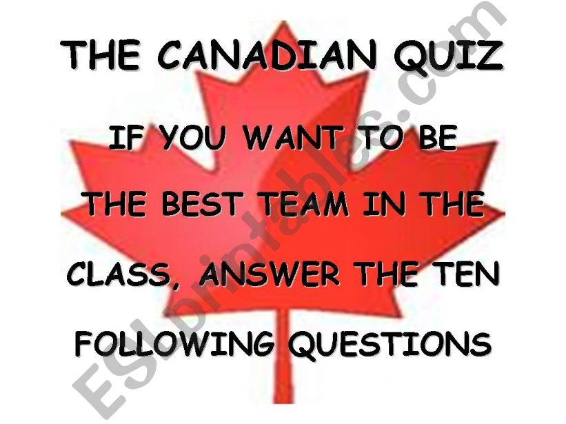 THE CANADIAN QUIZ powerpoint