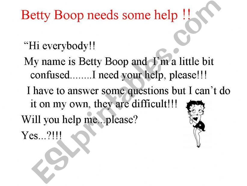 BETTY BOOP NEEDS SOME HELP! powerpoint