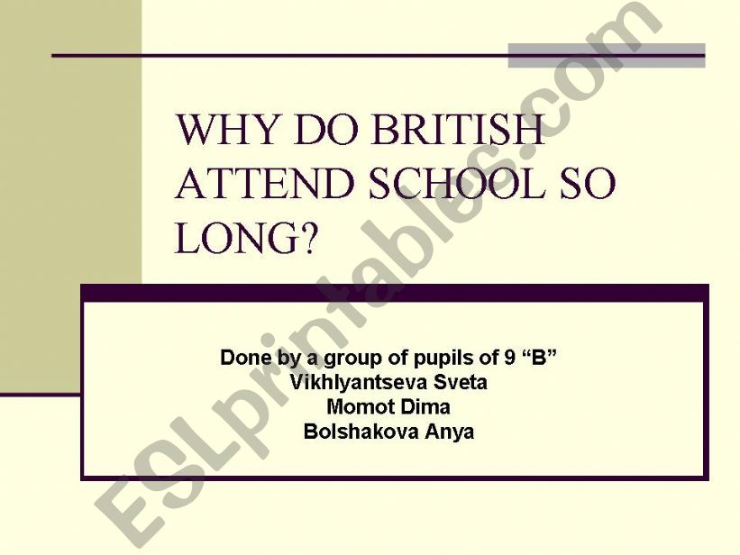 British school system powerpoint