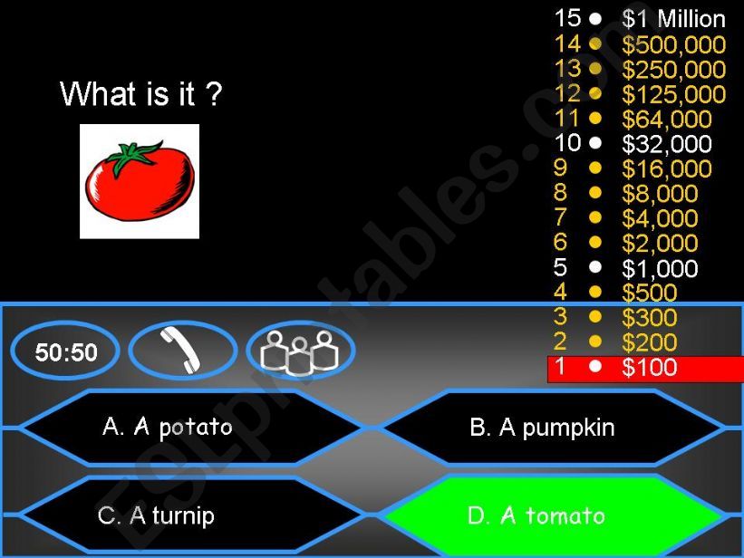 Millioners Word game vegetables 1