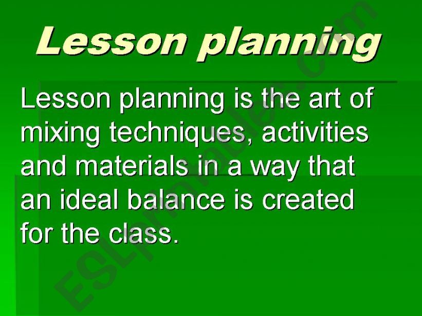 Lesson planning powerpoint