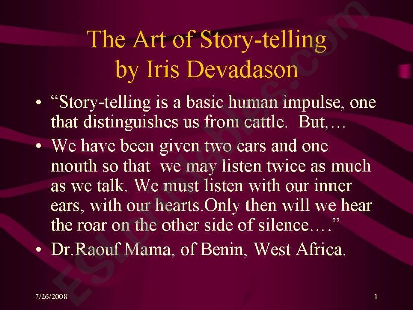  An Aid to help Story-Telling powerpoint