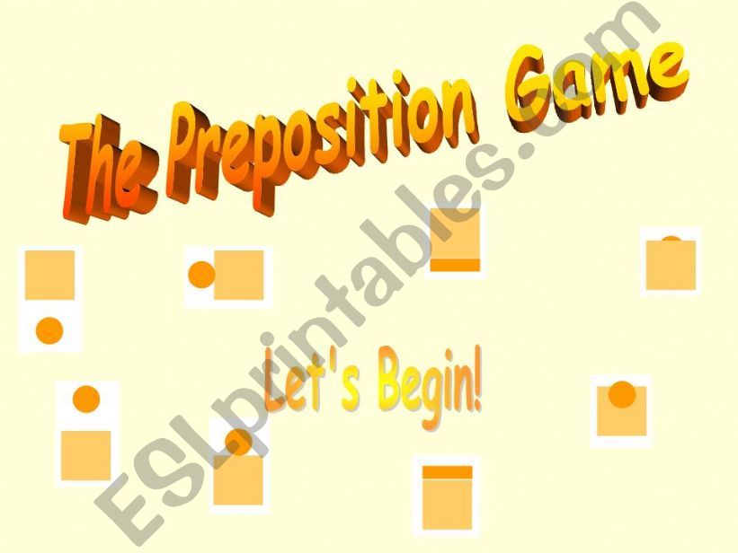 The Preposition Game powerpoint