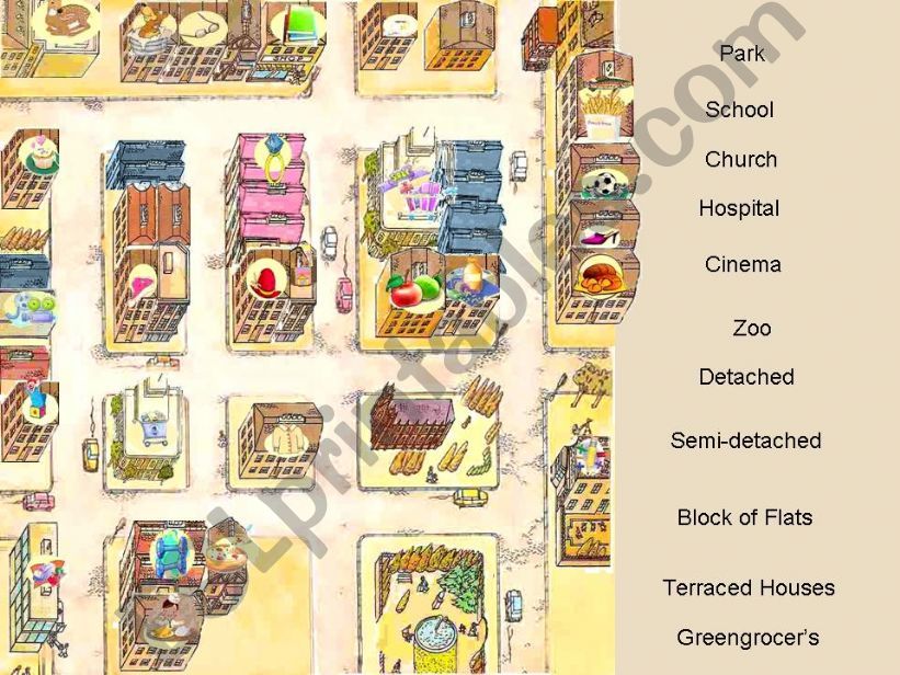 Shops, Houses and Places in the city - Interactive Game (fully editable) - Part 1 of  3