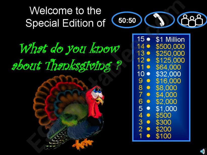 THANKSGIVING DAY - WHO WANTS TO BE A MILLIONAIRE 1