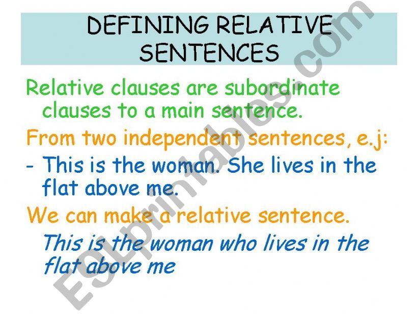 Defining relative sentences powerpoint