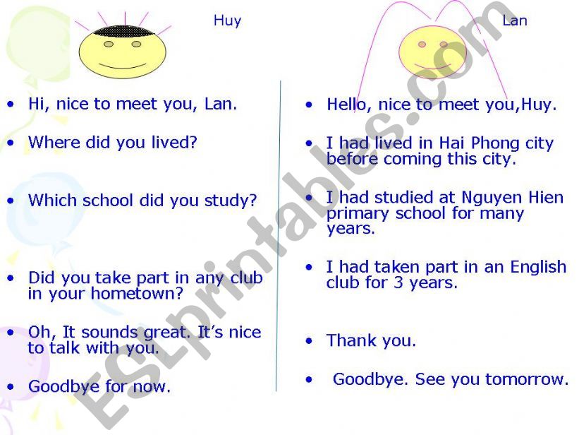 Ask and answer the ones information