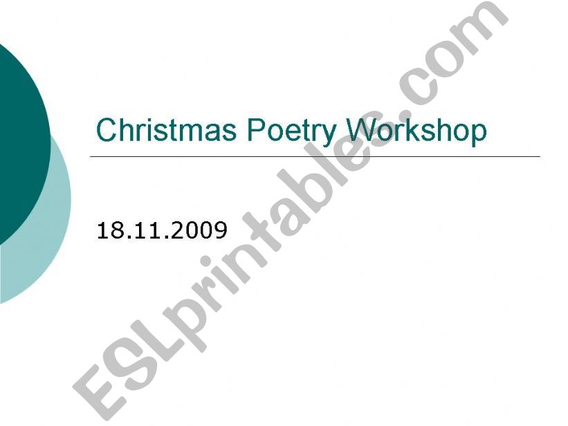 Christmas Poetry Workshop powerpoint