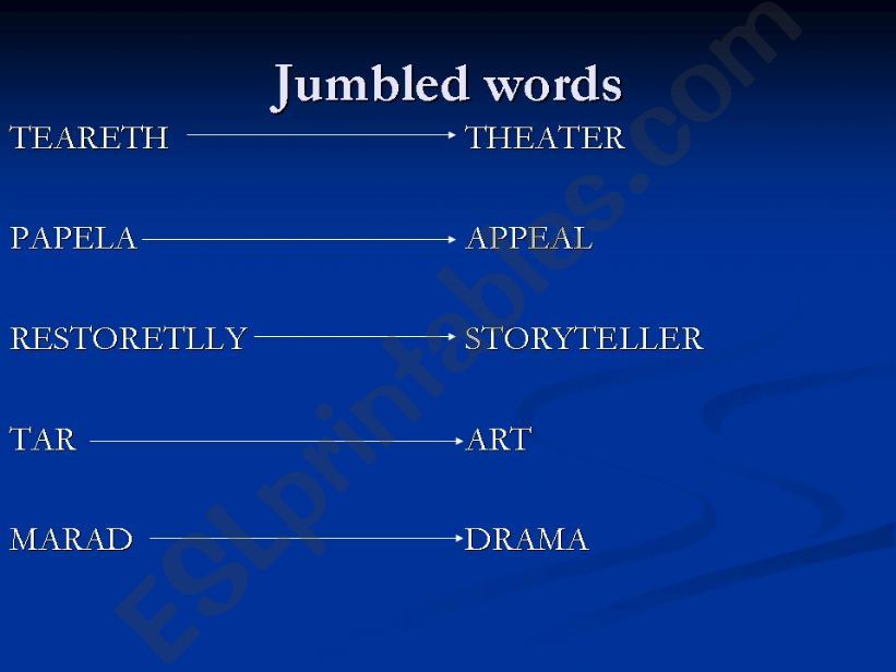 Jumbled words powerpoint