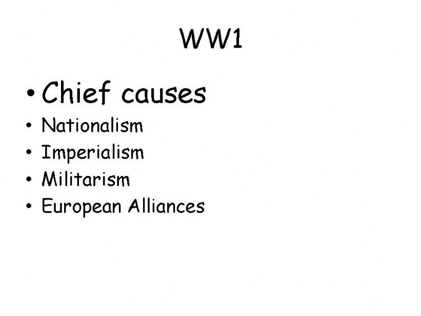 Chief causes of world war 1 powerpoint