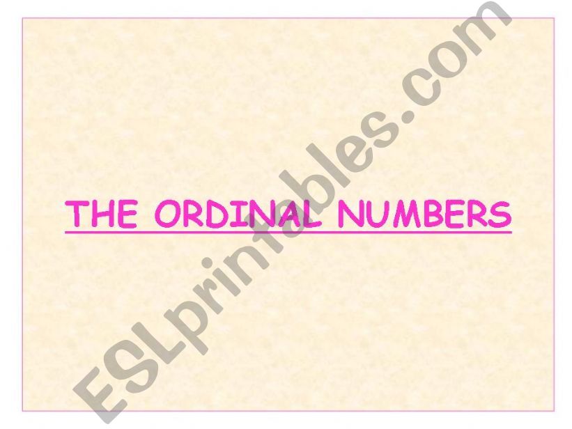 THE ORDINAL NUMBERS powerpoint