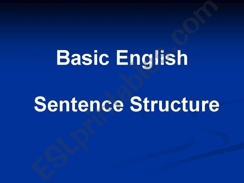 Basic English Sentence Structure