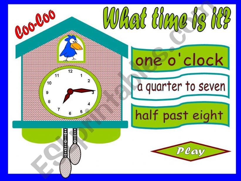 THE  CUCKOO CLOCK - TIME GAME powerpoint