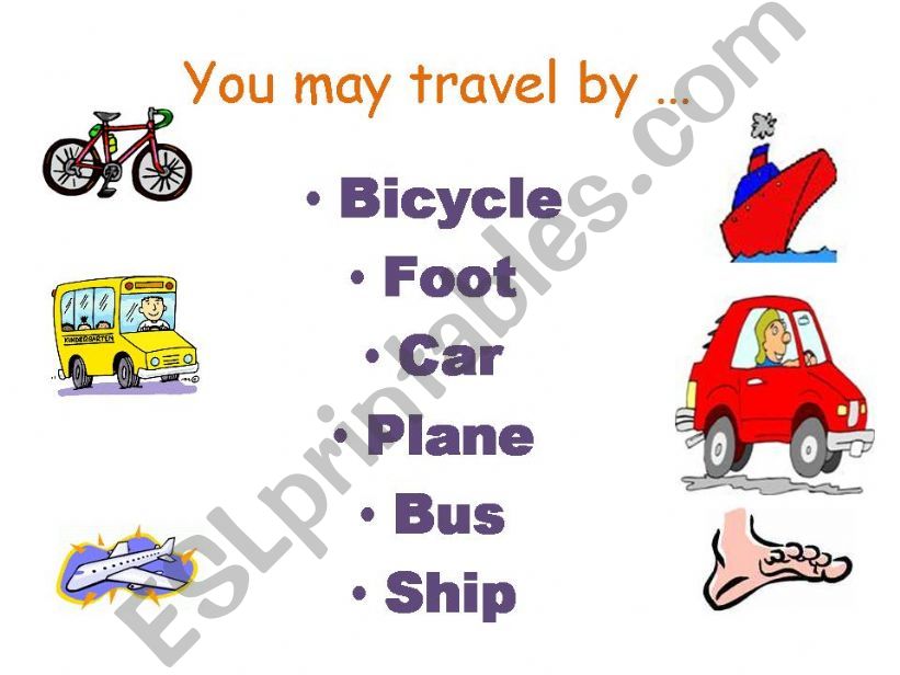 Ways of Travelling powerpoint