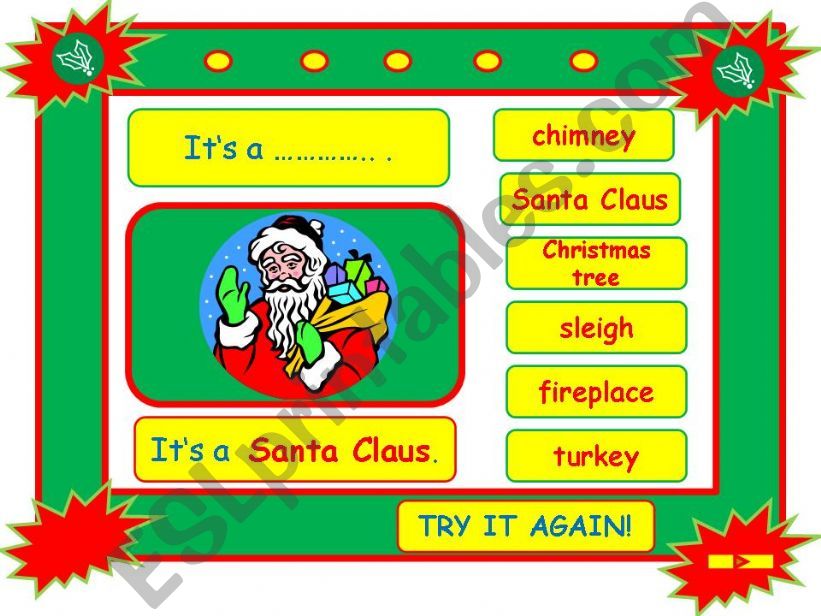 Festivals - CHRISTMAS vocabulary game part 1