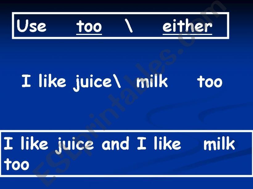 Using too - either powerpoint