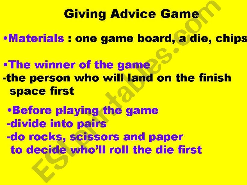 give advice game powerpoint