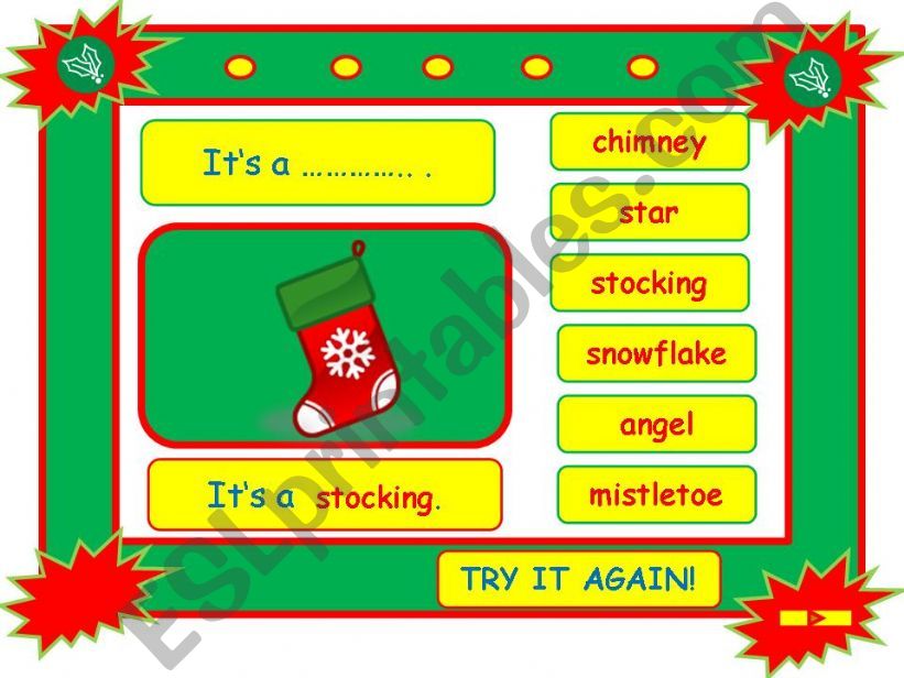 Festivals - CHRISTMAS vocabulary game part 4