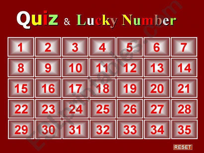 ESL English PowerPoints lucky number