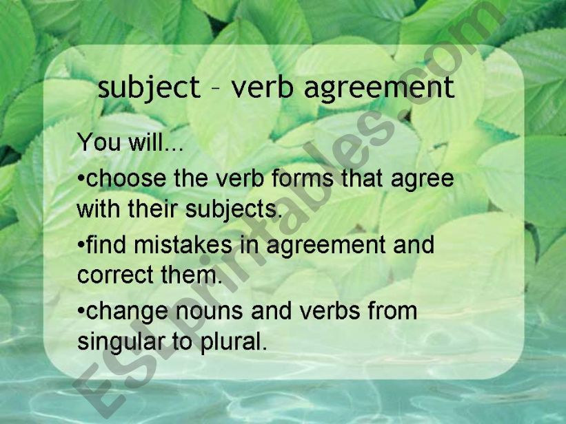 subject verb agreement powerpoint