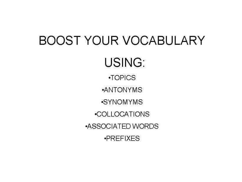 Vocabulary boosting powerpoint