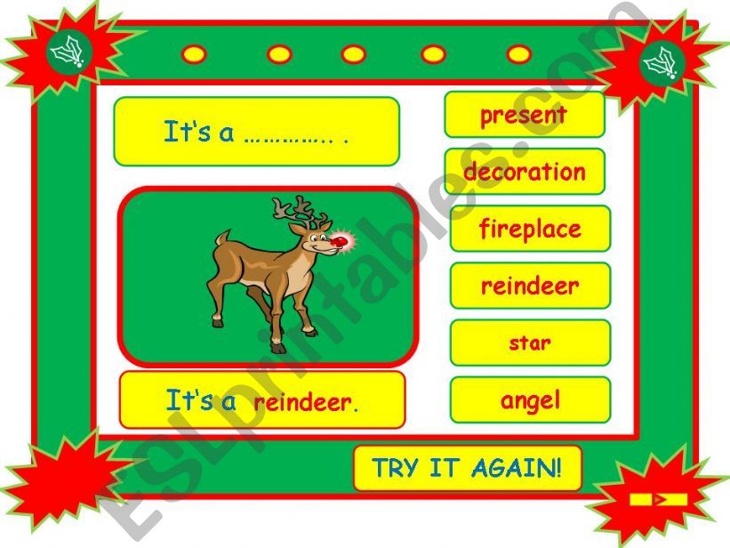 Festivals - CHRISTMAS vocabulary game part 7