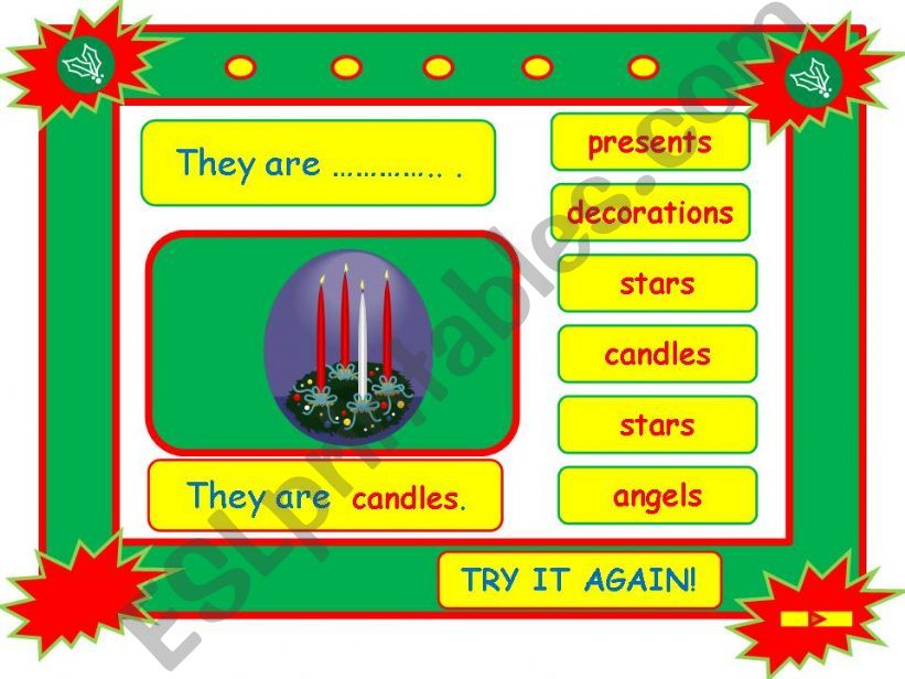 Festivals - CHRISTMAS vocabulary game part 8