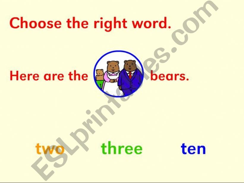 Goldilock and the Three Bears vocabulary activities
