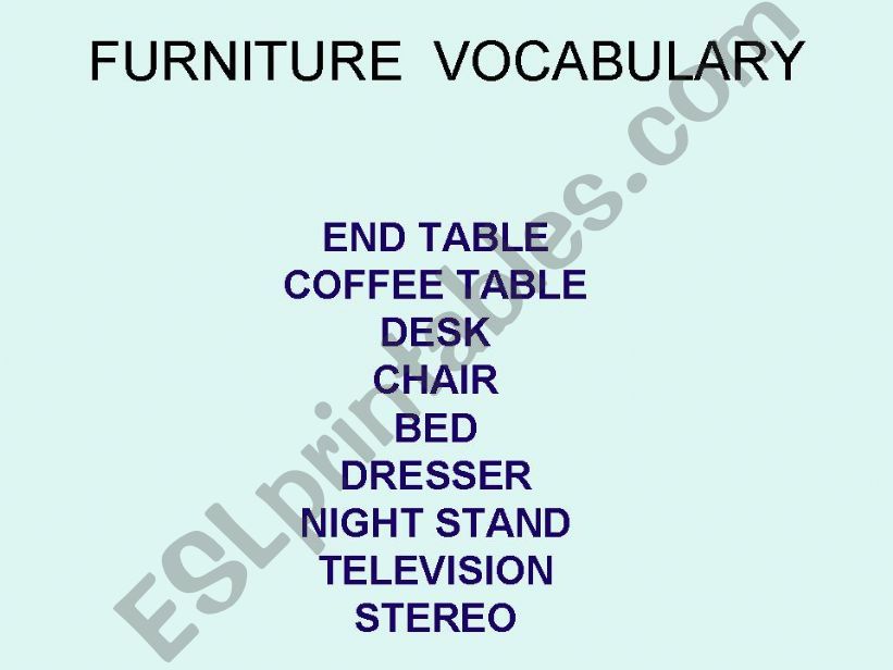 Furniture Vocabulary Presentation