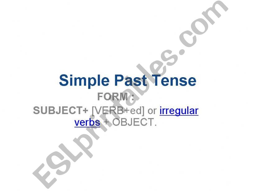 PAST SIMPLE TENSE powerpoint