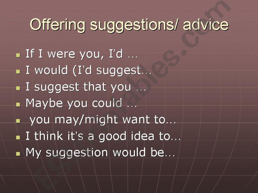 offering suggestions in a discussion