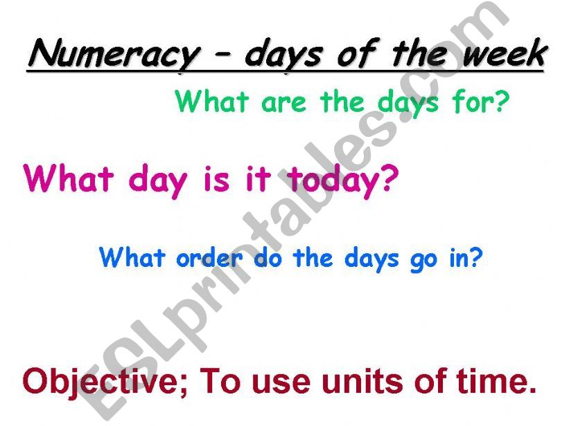 days of the week powerpoint