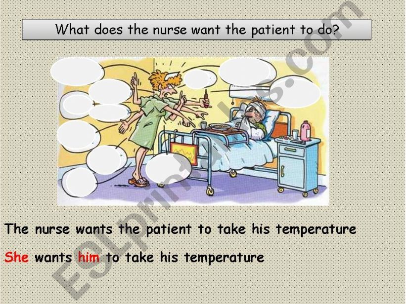 What does the nurse want the patient to do?