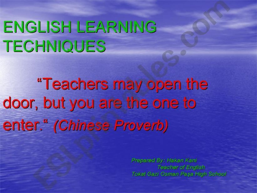 ENGLISH LEARNING TECHNIQUES (Part 1)
