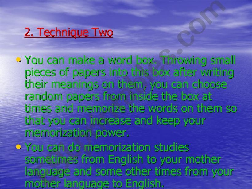 ENGLISH LEARNING TECHNIQUES (Part 2)