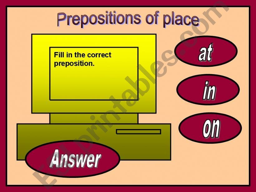 Prepositions of place powerpoint