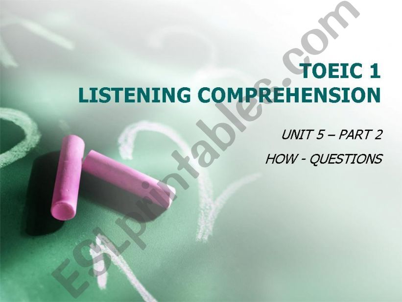 TOEIC - HOW QUESTIONS powerpoint