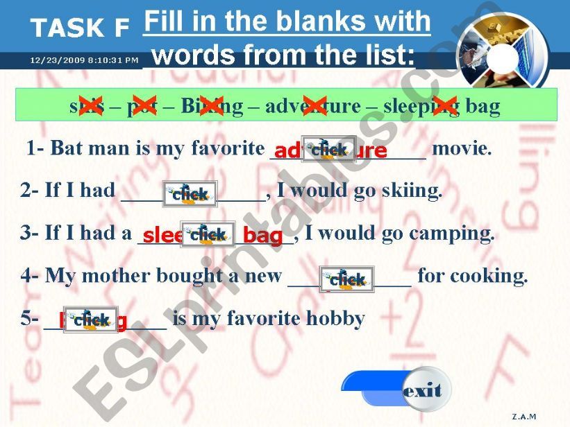 vocabulary exercises 2 powerpoint