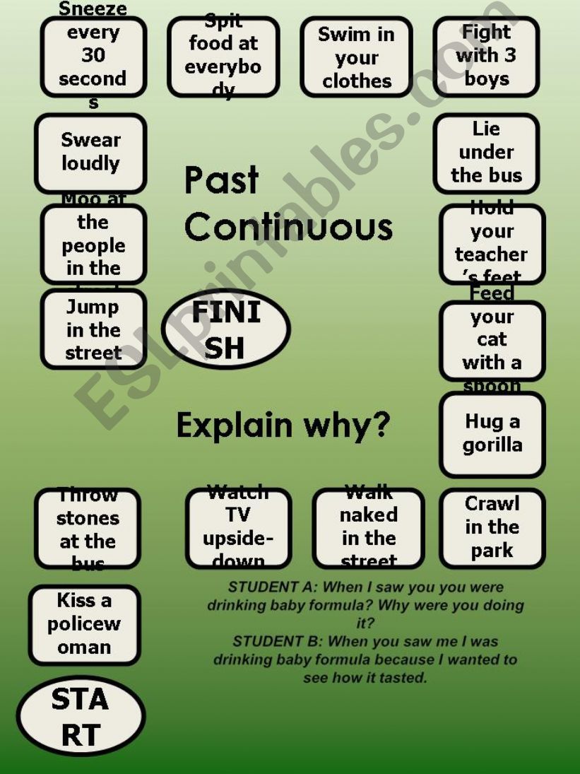 Past Continuous - a boardgame - explain why?-editable