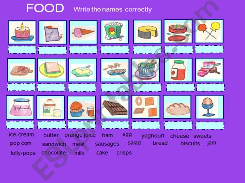 Food vocabulary powerpoint