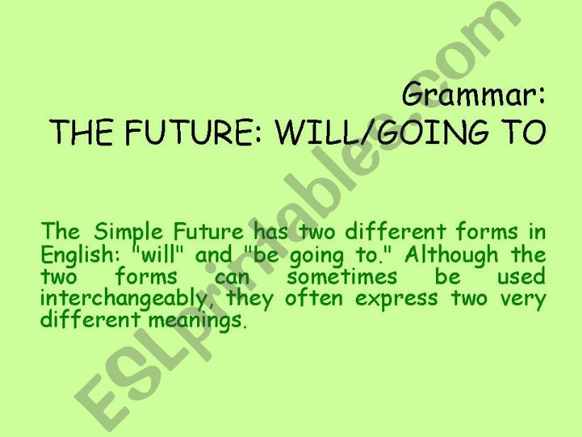 the future: will/going to powerpoint