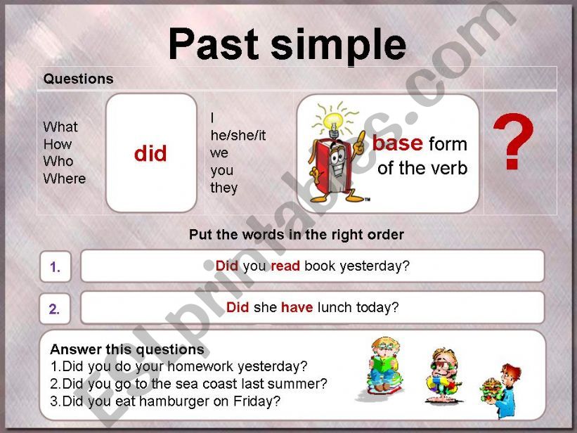 Past simple (part 3) powerpoint