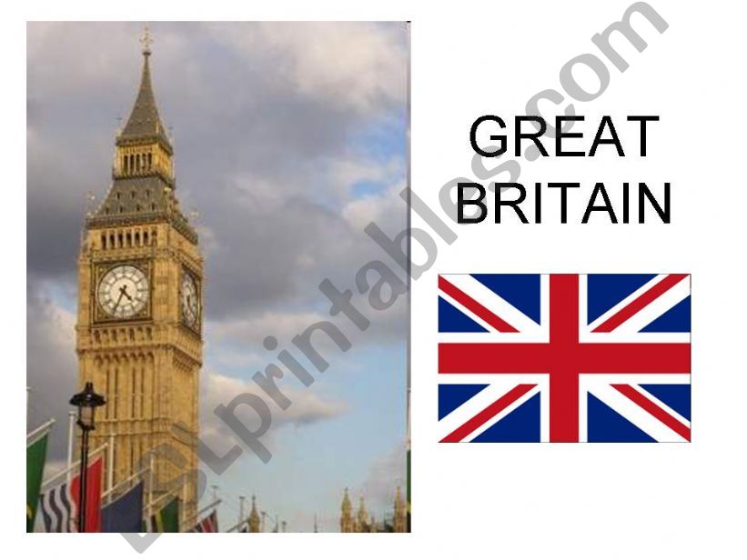 Great Britain 1, map, cities, flags